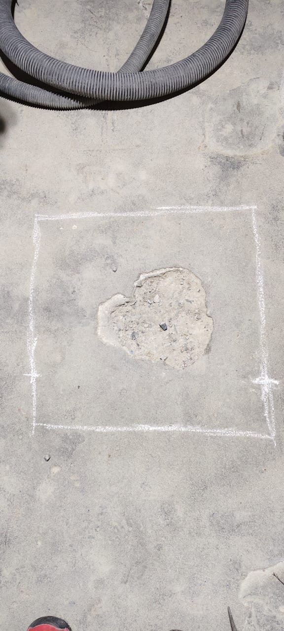 Scope marked on the floor before intervention begins